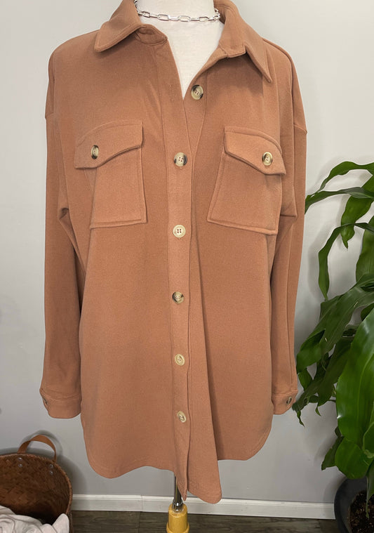Soft Overshirt Jacket (Mauve Brown)